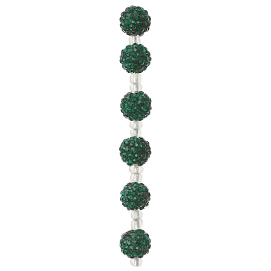 12 Pack: Dark Green Pavé Clay Round Beads, 10mm by Bead Landing™